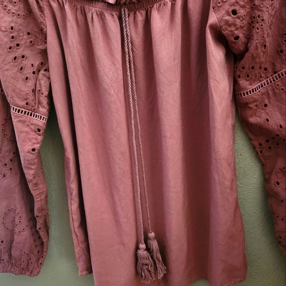 Maurice's off the shoulder Boho top-Fall rose color - Picture 2 of 7